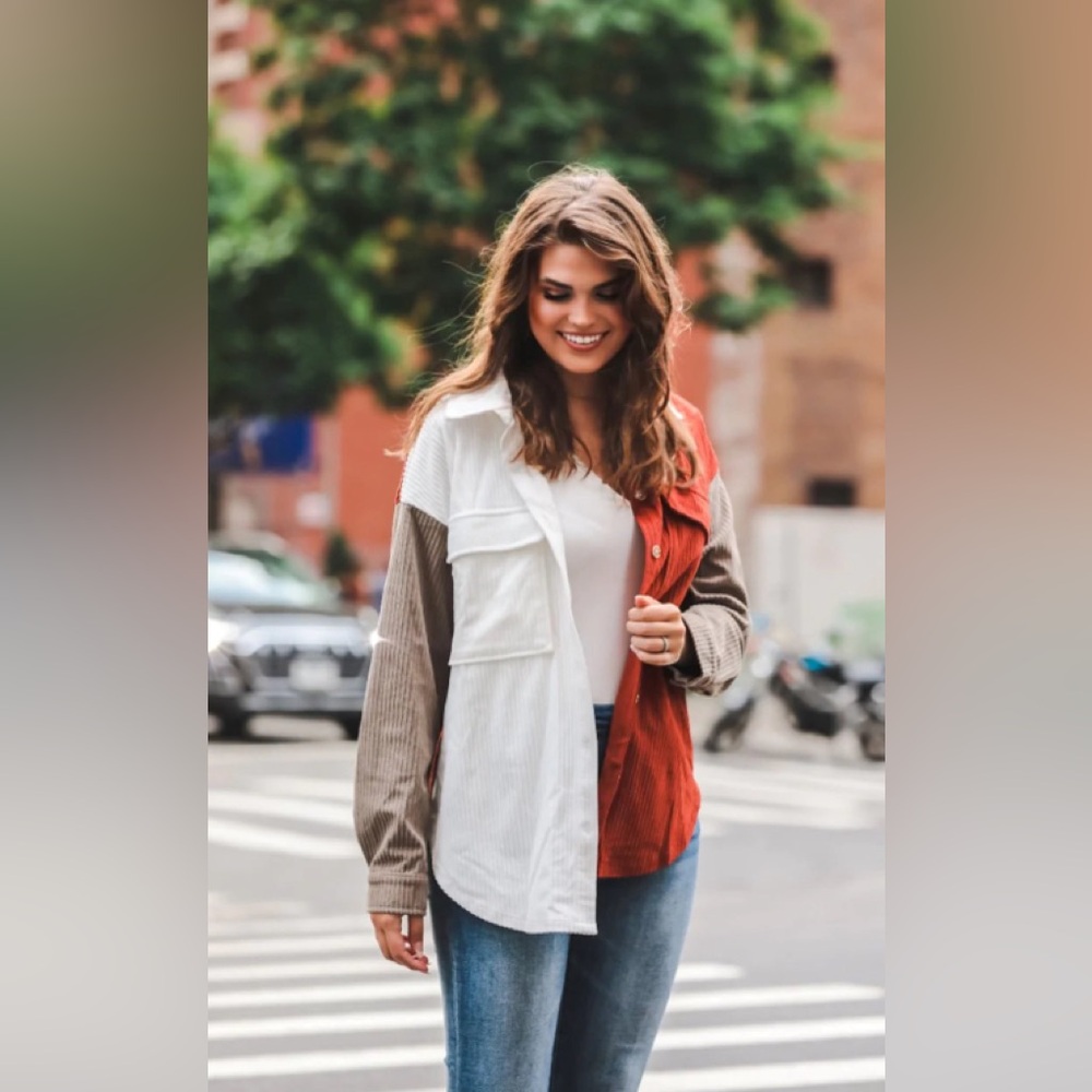 Jess Lea Color Block Shacket - Rust 2X (18)